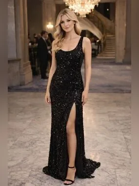 slate blue dress BABARONI Chiffon Bridesmaid Dresses Scoop Floor-length Miley Cyrus – 